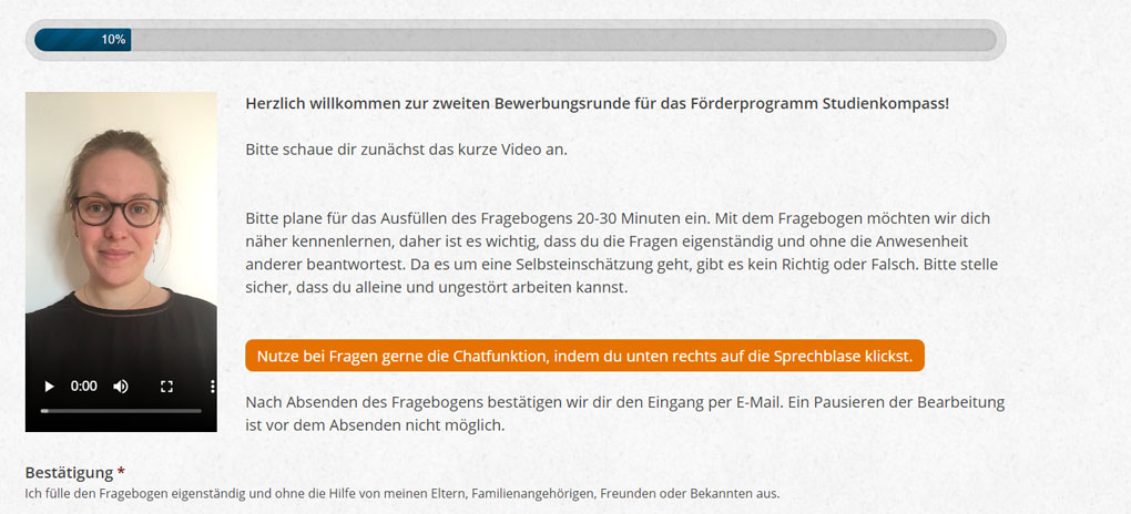 Ein Ausschnitt aus dem Online-Fragebogen.